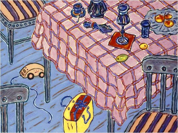 <font color="#ffffff">Kitchen Table oil on canvas  22"x30"  1999 : Oil & Acrylic Paintings : Hiro Takeshita