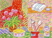 <font color="#ffffff">"Medicine  Box"  wax crayon  16"x22"  1991  Cover of Home Economica Magazine, Japan - 