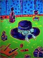 <font color="#ffffff">Blue Hat  oil on canvas 30"x22"  1997 - 