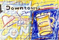<font color="#ffffff">"Beer Poster"  wax crayon  16"x22"  1991  Cover of Home Economica Magazine, Japan - 