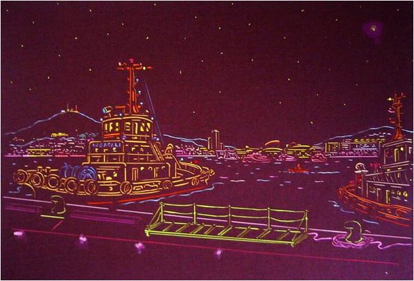 Title: Degima Wharf, Nagasaki /
Medium: Paper Cut /
Size: 20" x 25" inches /
Year: 2005 /
 : Cut Paper : HIRO TAKESHITA - ARTIST