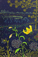 Title: Yellow Lilies / 
Medium: Paper Cut /
Size: 18 1/2" x 12 1/2" inches /
Year: 2018 /
Price: USD $600 - 