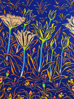 Title: Spring Tulips in Blue /
Medium: Paper cut /
Size: 21 1/2" x 16" inches /
Year: 2019 /
Price: USD $500 - 