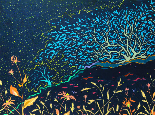 Title: Under the Stars /
Medium: Paper cut / 
Size: 18 3/4" x 25 1/4" inches /
Year: 2019 / 
Price: USD $900 /

Collected by private collector in U.S.A. / Available for new custom request. : Cut Paper : HIRO TAKESHITA - ARTIST