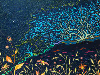 Title: Under the Stars /
Medium: Paper cut / 
Size: 18 3/4" x 25 1/4" inches /
Year: 2019 / 
Price: USD $900 /

Collected by private collector in U.S.A. / Available for new custom request. - 