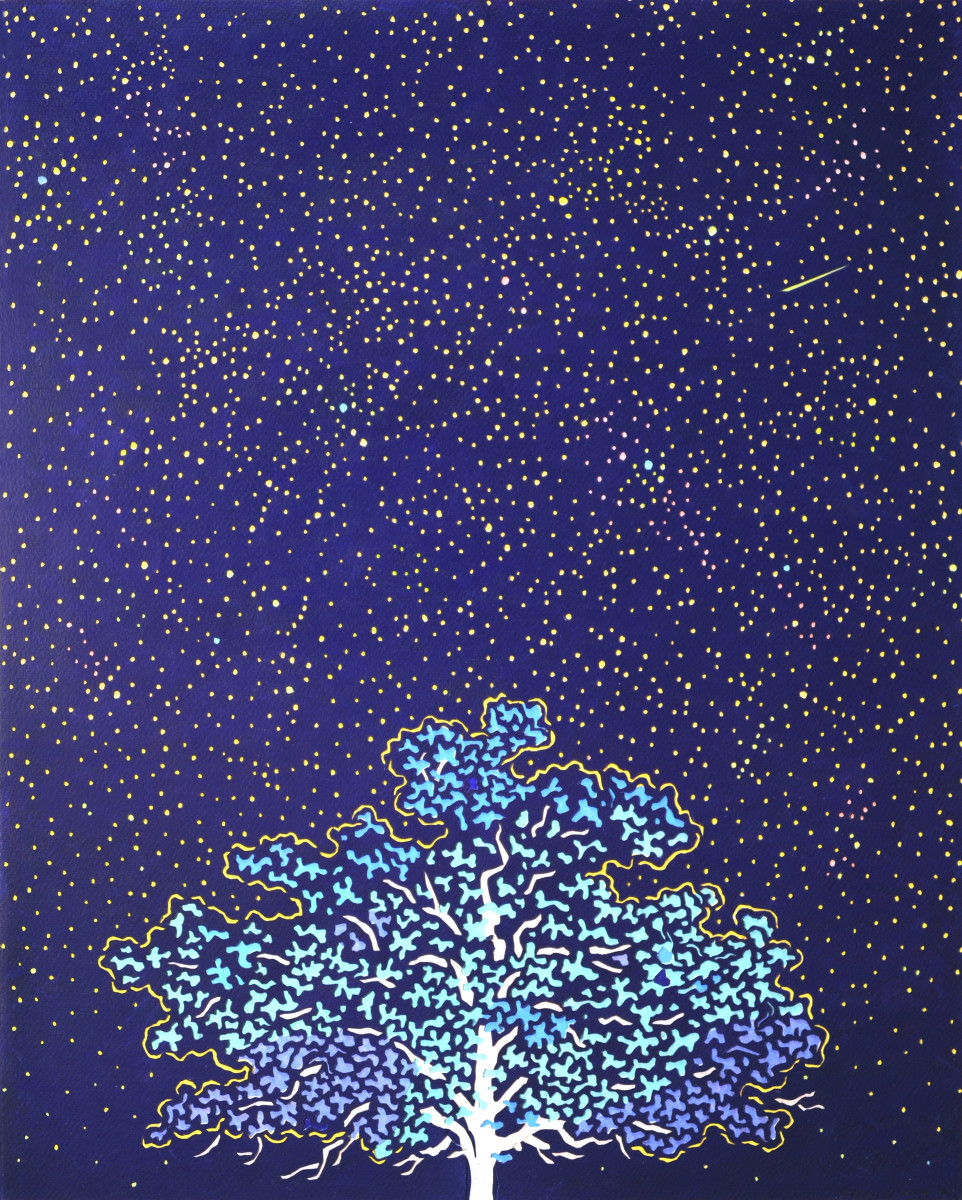 Title: Under the stars,   ( Tree ) /
Medium: Paper cut / 
Size: 23 3/8"  x 19" inches /
Year: 2021 / Collected by private collector in Japan. / Available for new custom request. : Cut Paper : HIRO TAKESHITA - ARTIST
